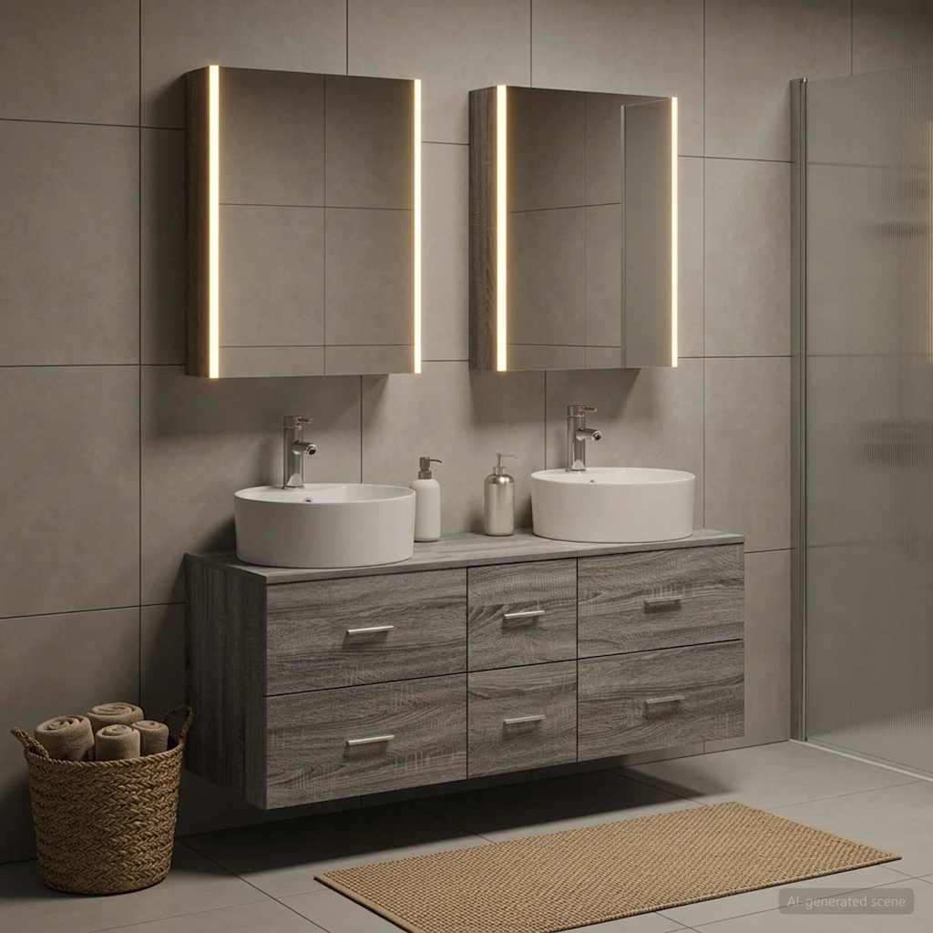 Ensemble de mobilier de salle de bain 5 pcs Sonoma gris