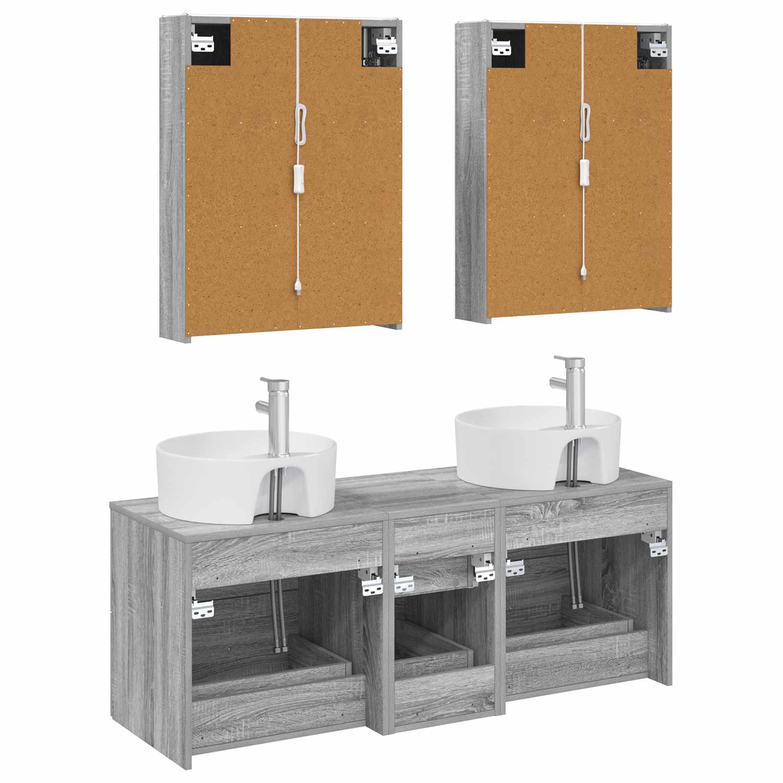 Ensemble de mobilier de salle de bain 5 pcs Sonoma gris