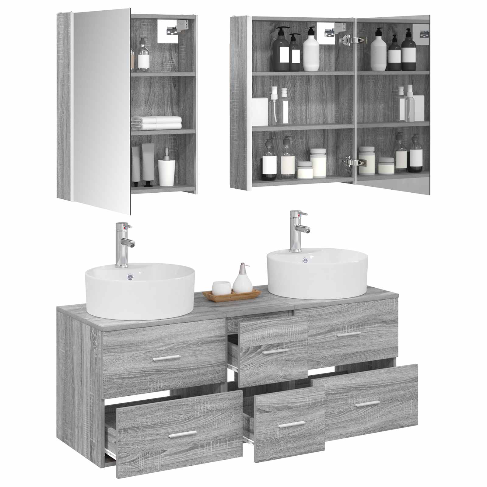 Ensemble de mobilier de salle de bain 5 pcs Sonoma gris