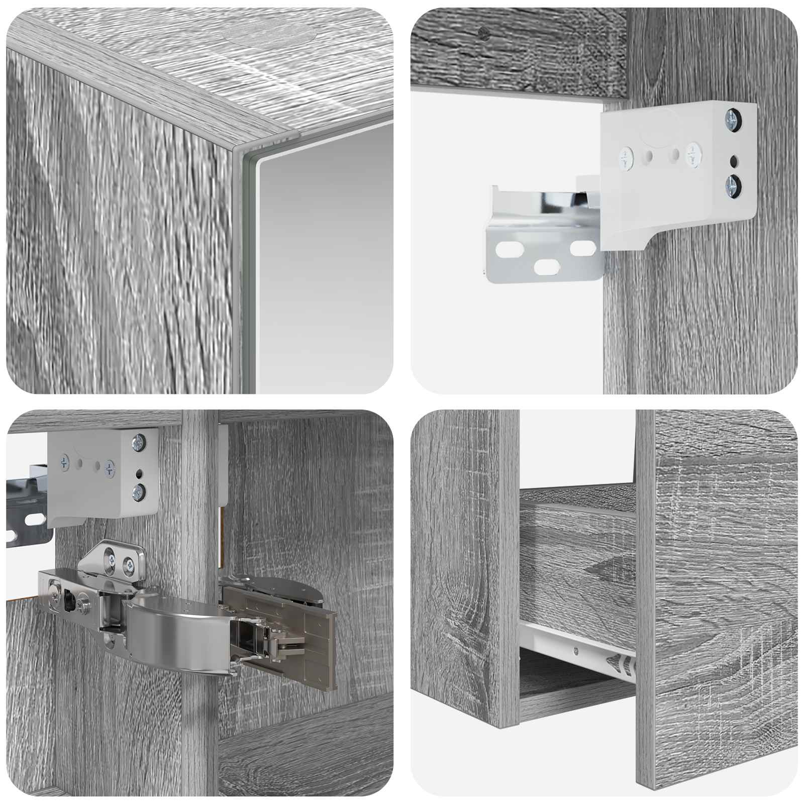 Ensemble de mobilier de salle de bain 4 pcs Sonoma gris