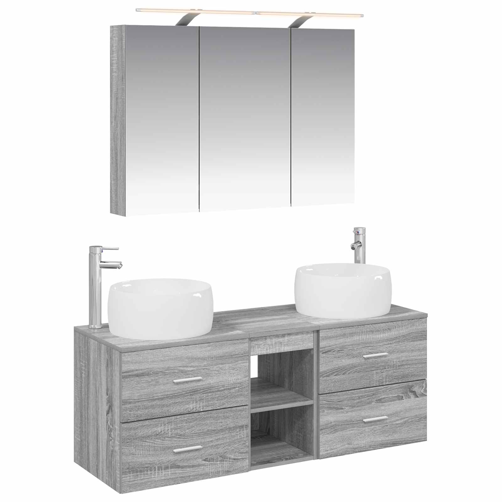 Ensemble de mobilier de salle de bain 4 pcs Sonoma gris