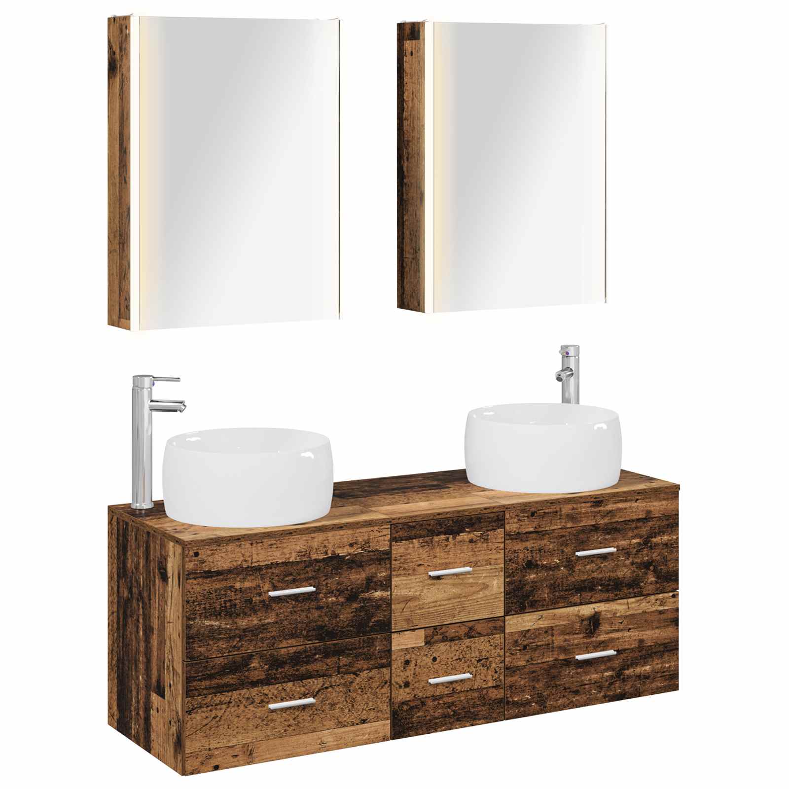 Ensemble de mobilier de salle de bain 5 pcs Bois ancien