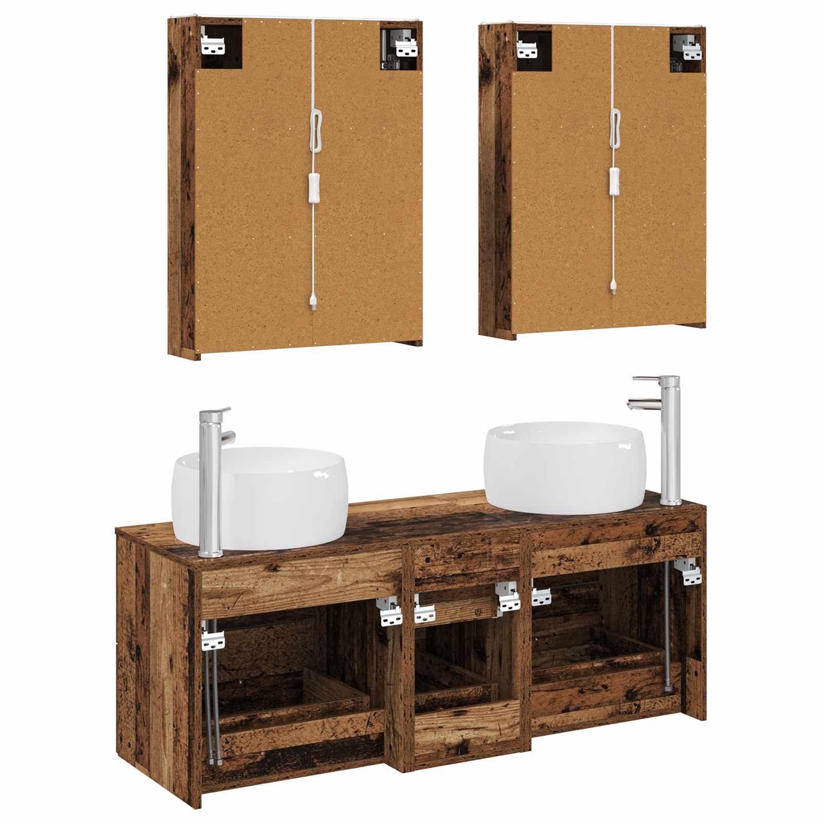 Ensemble de mobilier de salle de bain 5 pcs Bois ancien