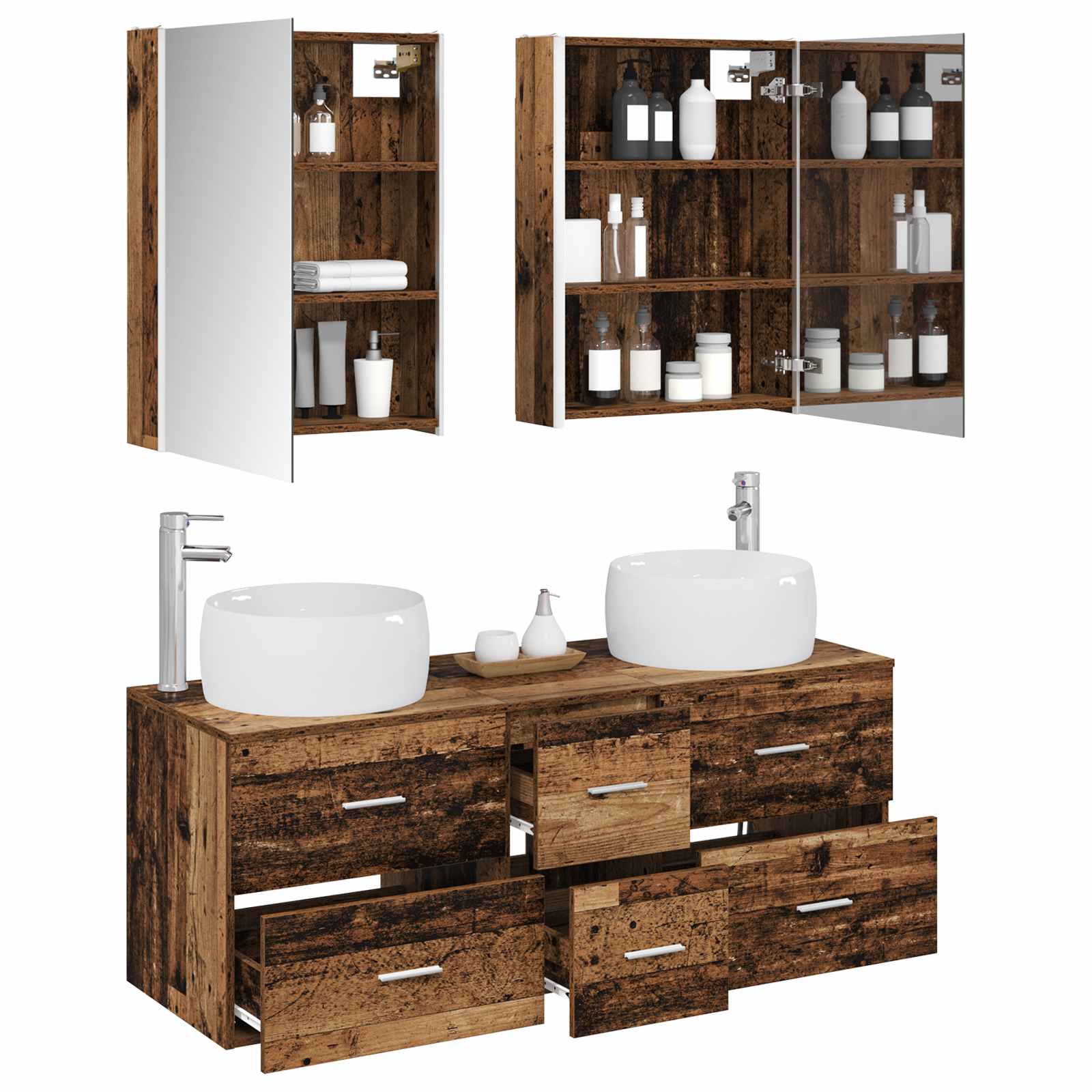 Ensemble de mobilier de salle de bain 5 pcs Bois ancien