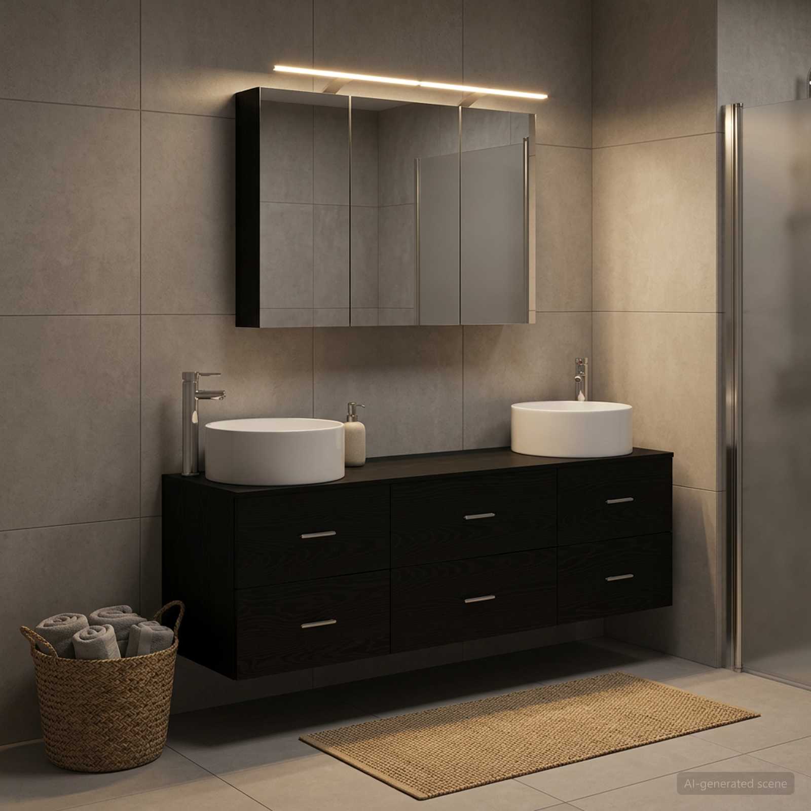 Ensemble de mobilier de salle de bain 4 pcs Chêne noir