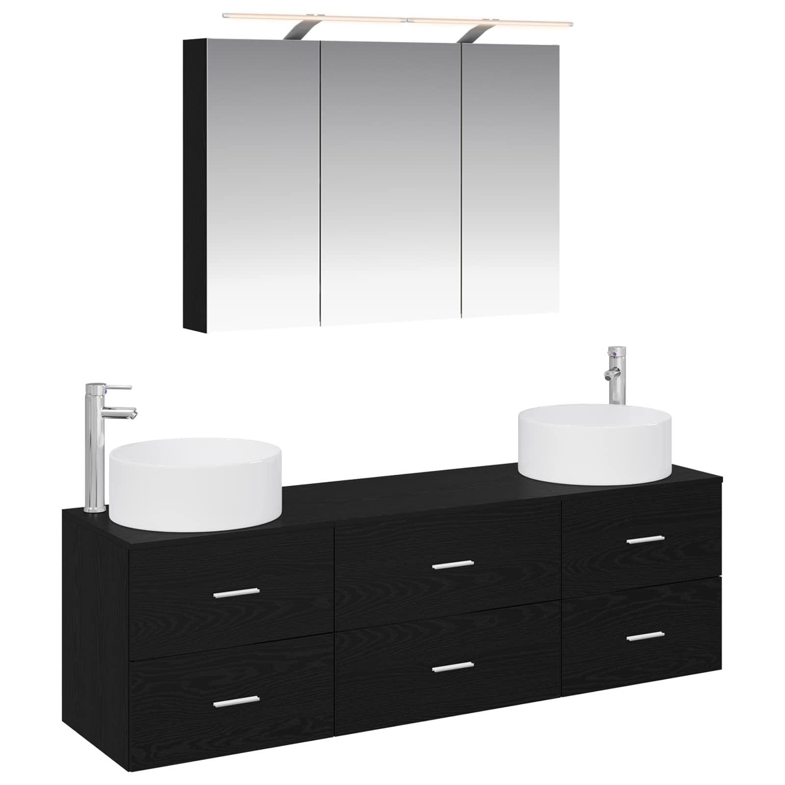 Ensemble de mobilier de salle de bain 4 pcs Chêne noir