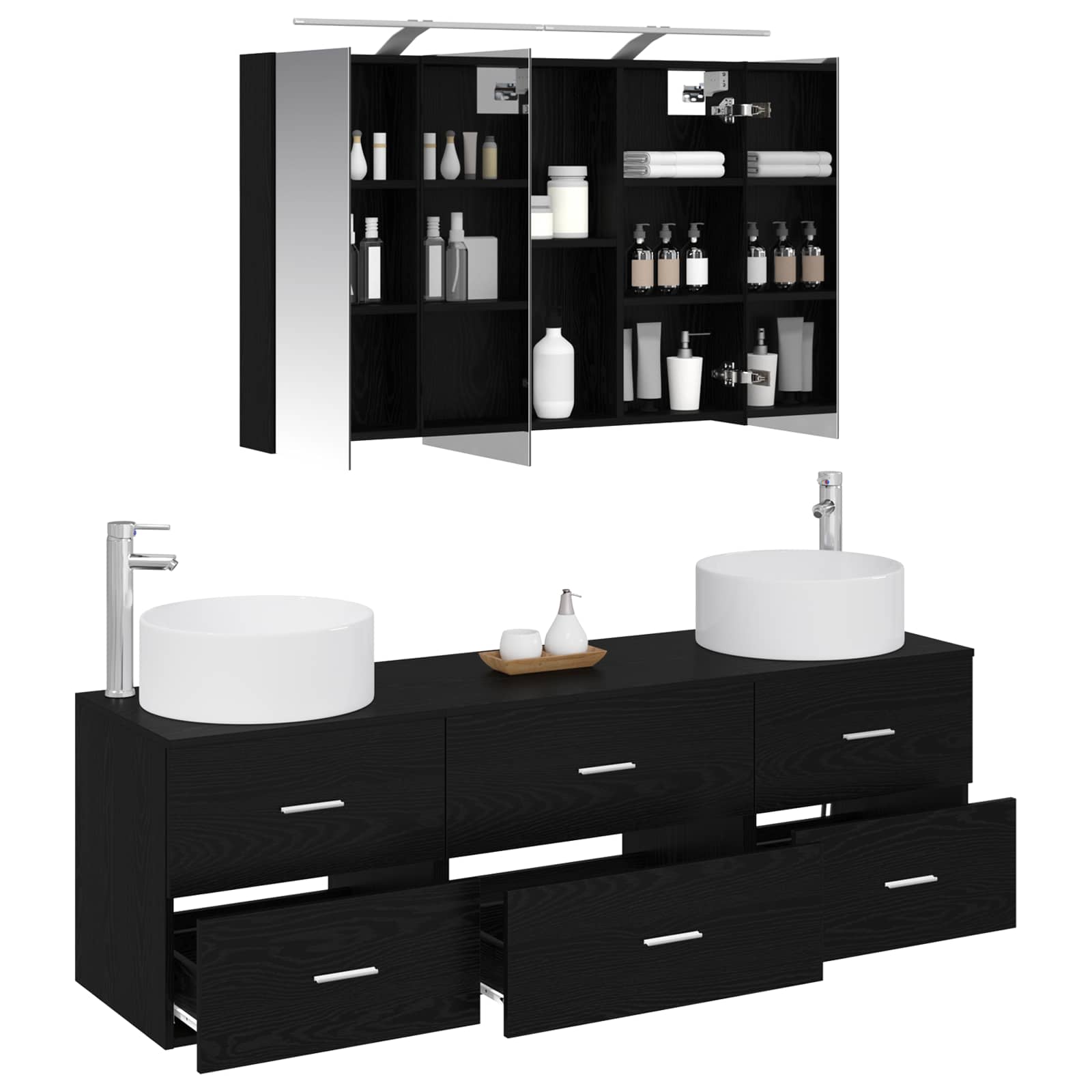 Ensemble de mobilier de salle de bain 4 pcs Chêne noir