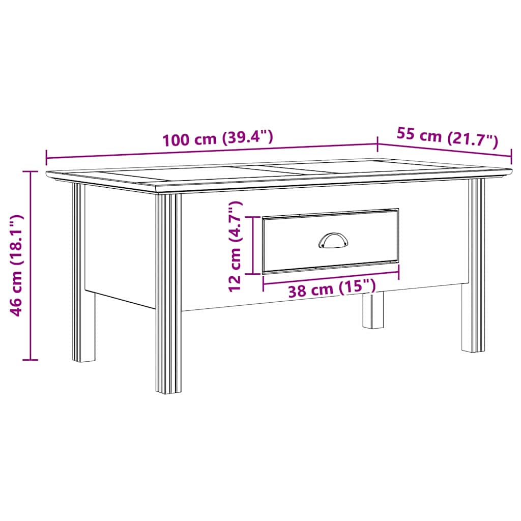 Table basse avec tiroir BODO Marron miel 100 x 55 x 45,8 cm - XIOS