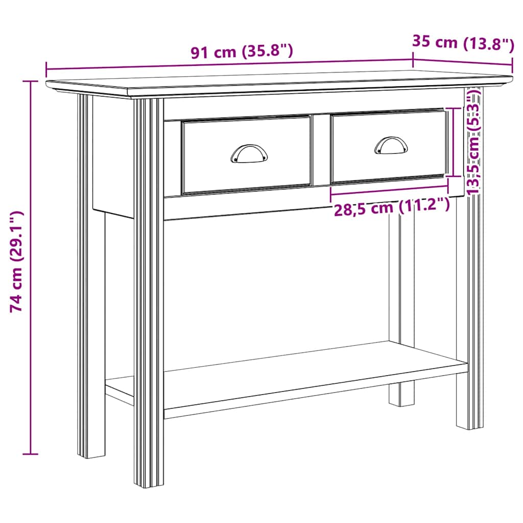 Table console avec tiroir BODO Marron miel 91 x 34.7 x 74 cm - XIOS