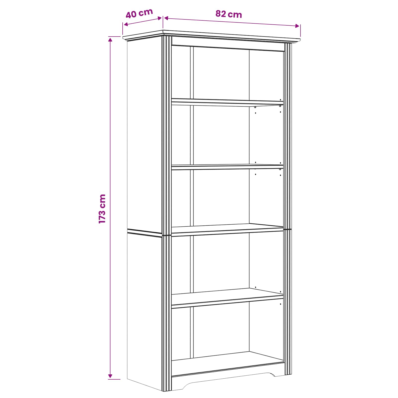Bibliothèque BODO 5 niveaux 82 x 40 x 173 cm Bois d'ingénierie