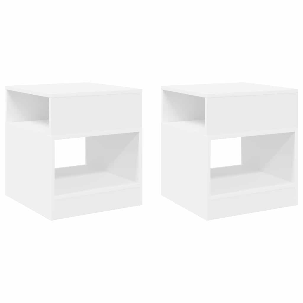 Table d'appoint 2 pcs Blanc 40,5 x 40 x 45 cm Bois d'ingénierie - XIOS