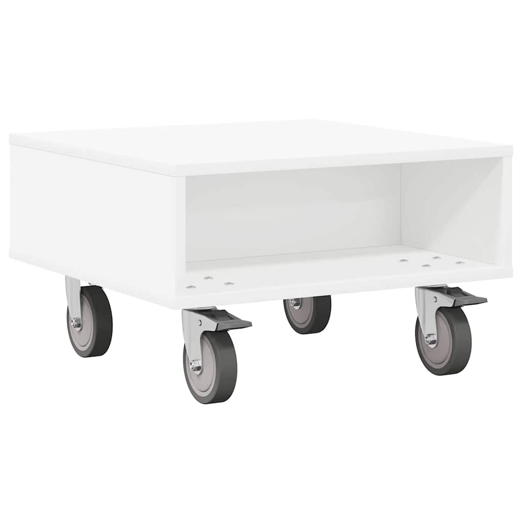 Table d'appoint avec roues Blanc 50 x 50 x 30 cm - XIOS