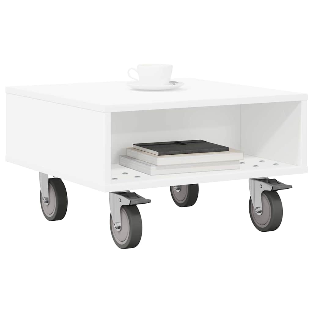 Table d'appoint avec roues Blanc 50 x 50 x 30 cm - XIOS