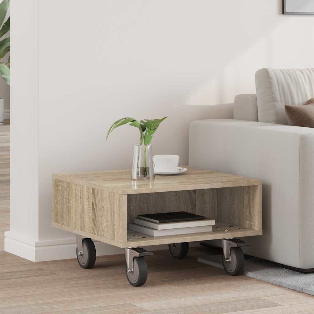 Table d'appoint avec roues Chêne Sonoma 50 x 50 x 30 cm - XIOS