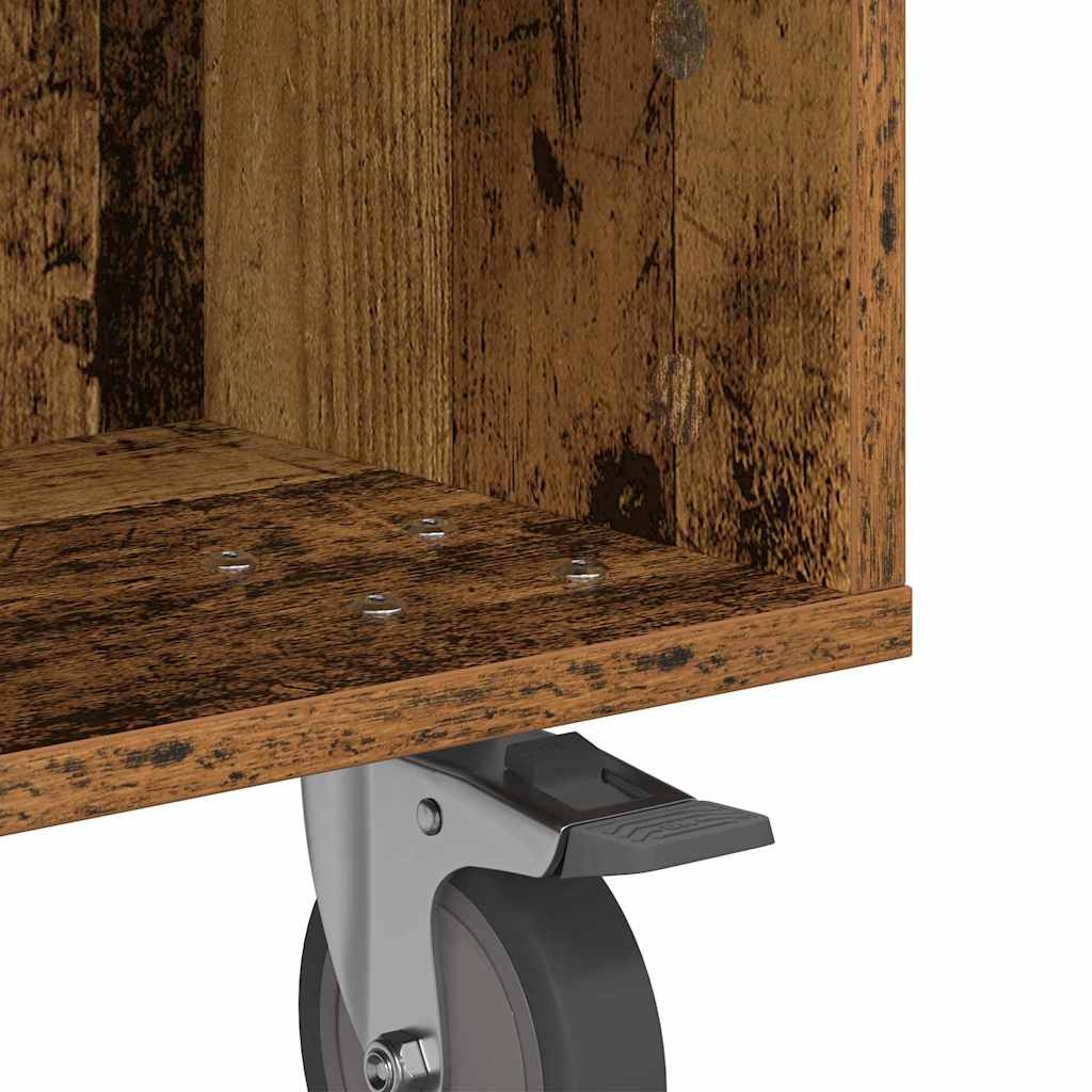 Table d'appoint avec roues Bois ancien 50 x 50 x 30 cm - XIOS