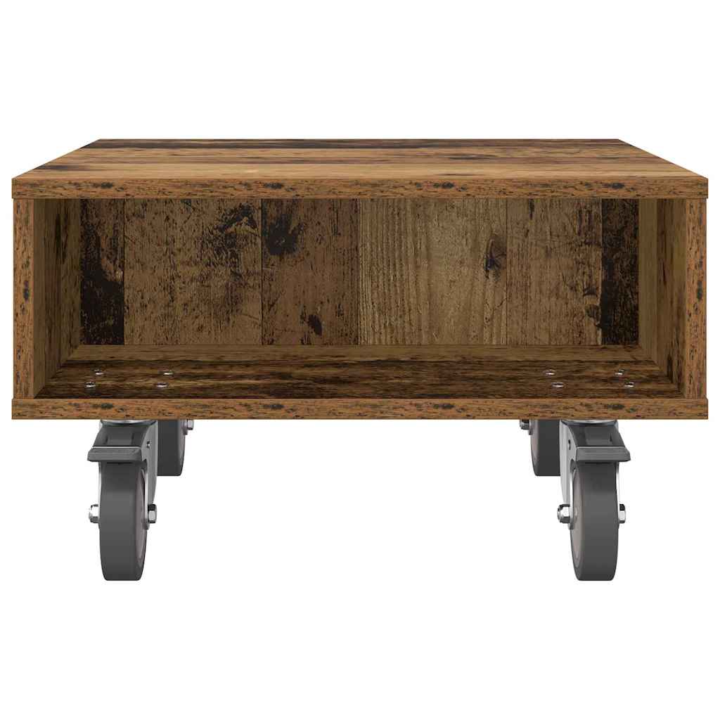 Table d'appoint avec roues Bois ancien 50 x 50 x 30 cm - XIOS