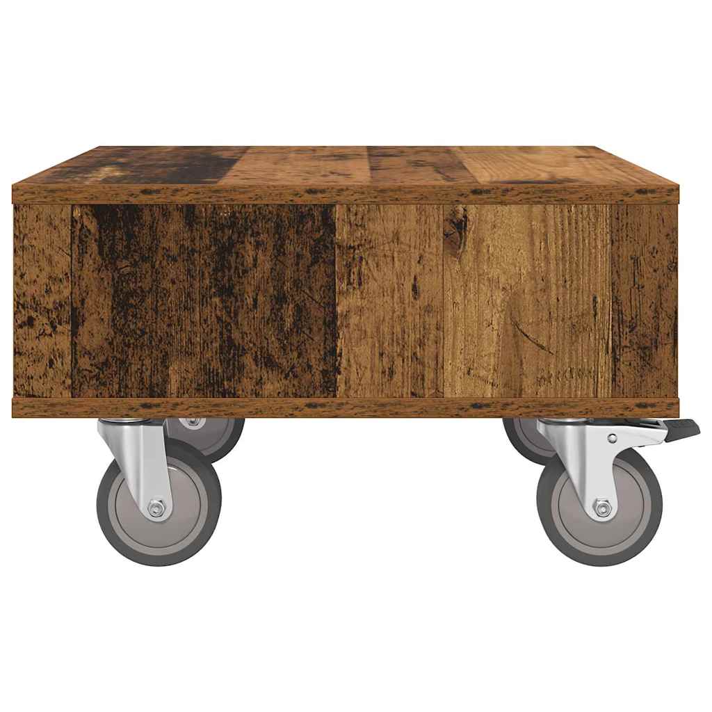 Table d'appoint avec roues Bois ancien 50 x 50 x 30 cm - XIOS