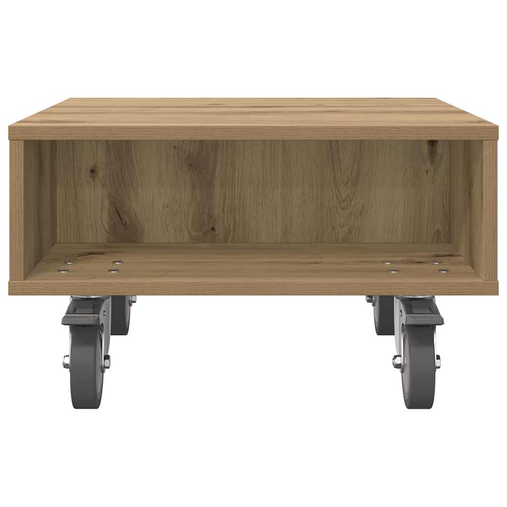 Table d'appoint avec roues Chêne artisanal 50 x 50 x 30 cm - XIOS