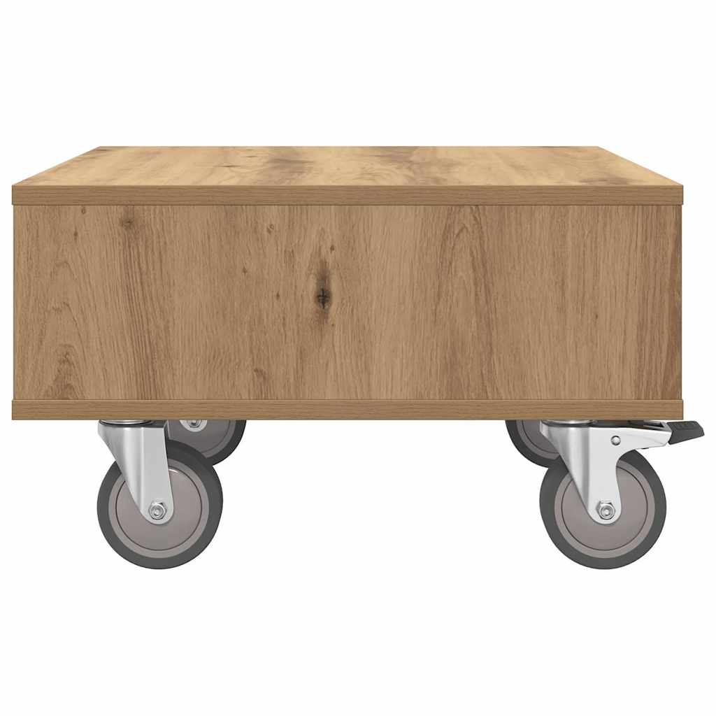 Table d'appoint avec roues Chêne artisanal 50 x 50 x 30 cm - XIOS