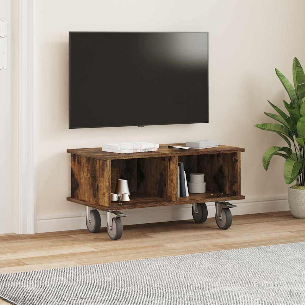 Meuble TV Chêne fumé 68,5 x 35 x 35 cm Bois d'ingénierie - XIOS