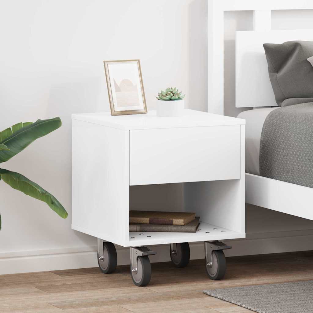 Table de chevet 2 pcs Blanc 40,5 x 40 x 48 cm Bois d'ingénierie - XIOS