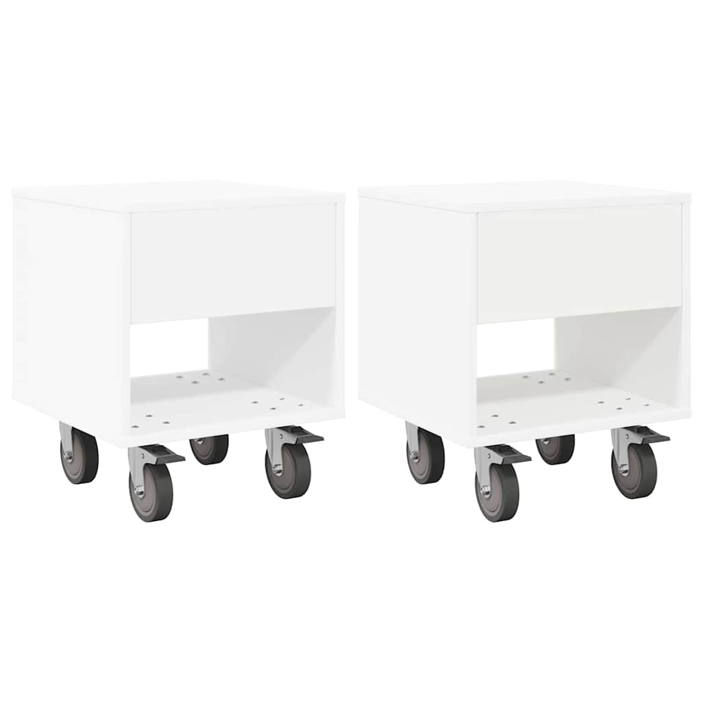Table de chevet 2 pcs Blanc 40,5 x 40 x 48 cm Bois d'ingénierie - XIOS