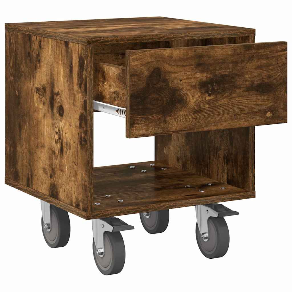 Table de chevet Chêne fumé 40,5 x 40 x 48 cm Bois d'ingénierie - XIOS
