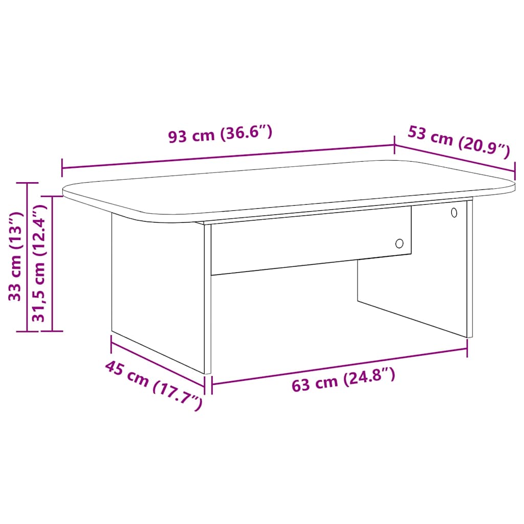 Table basse Gris béton 93 x 53 x 33 cm Bois d'ingénierie - XIOS