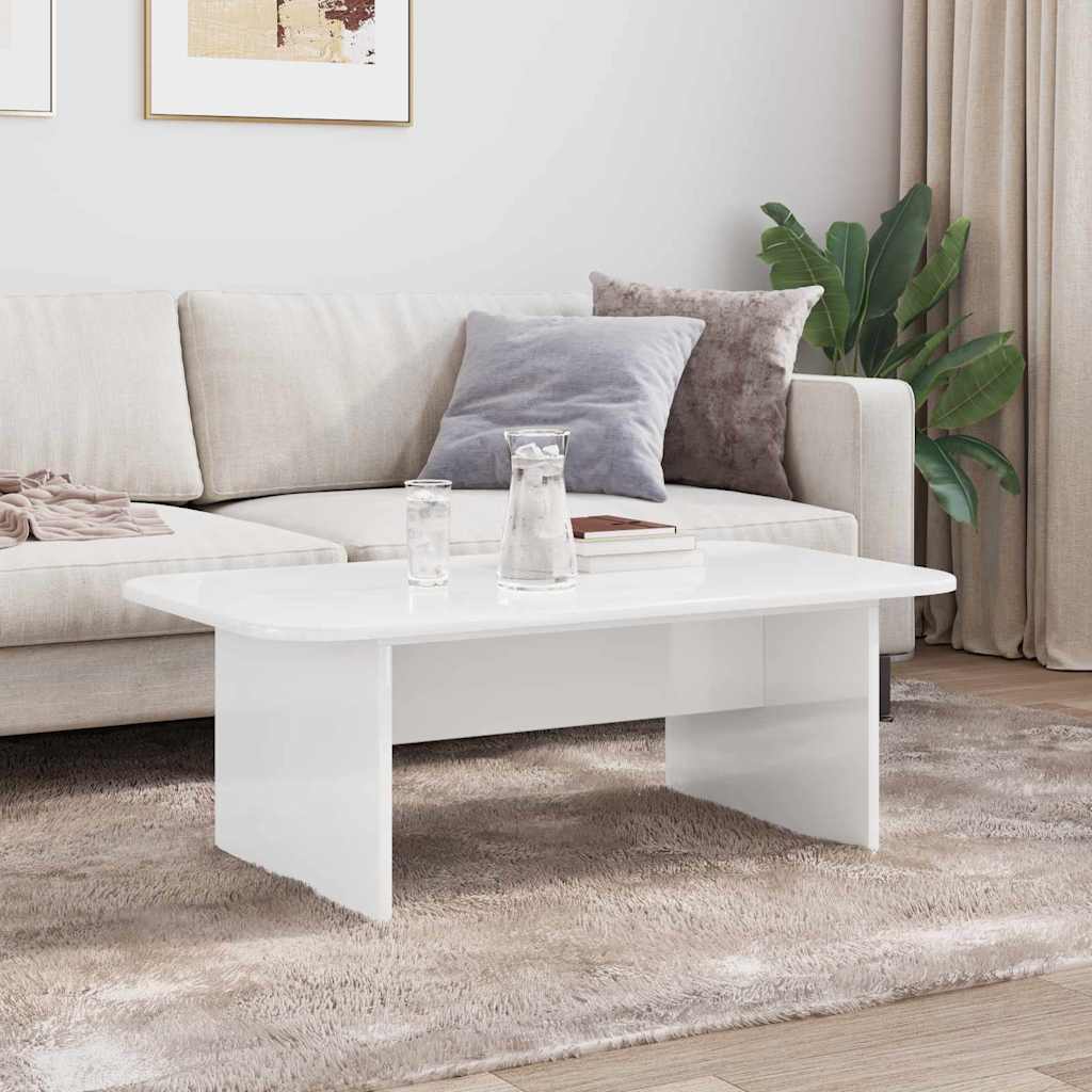 Table basse Blanc brillant 93 x 53 x 33 cm Bois d'ingénierie - XIOS