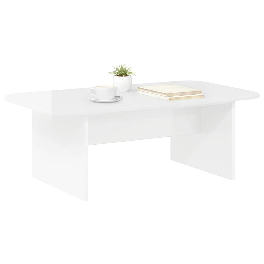 Table basse Blanc brillant 93 x 53 x 33 cm Bois d'ingénierie - XIOS