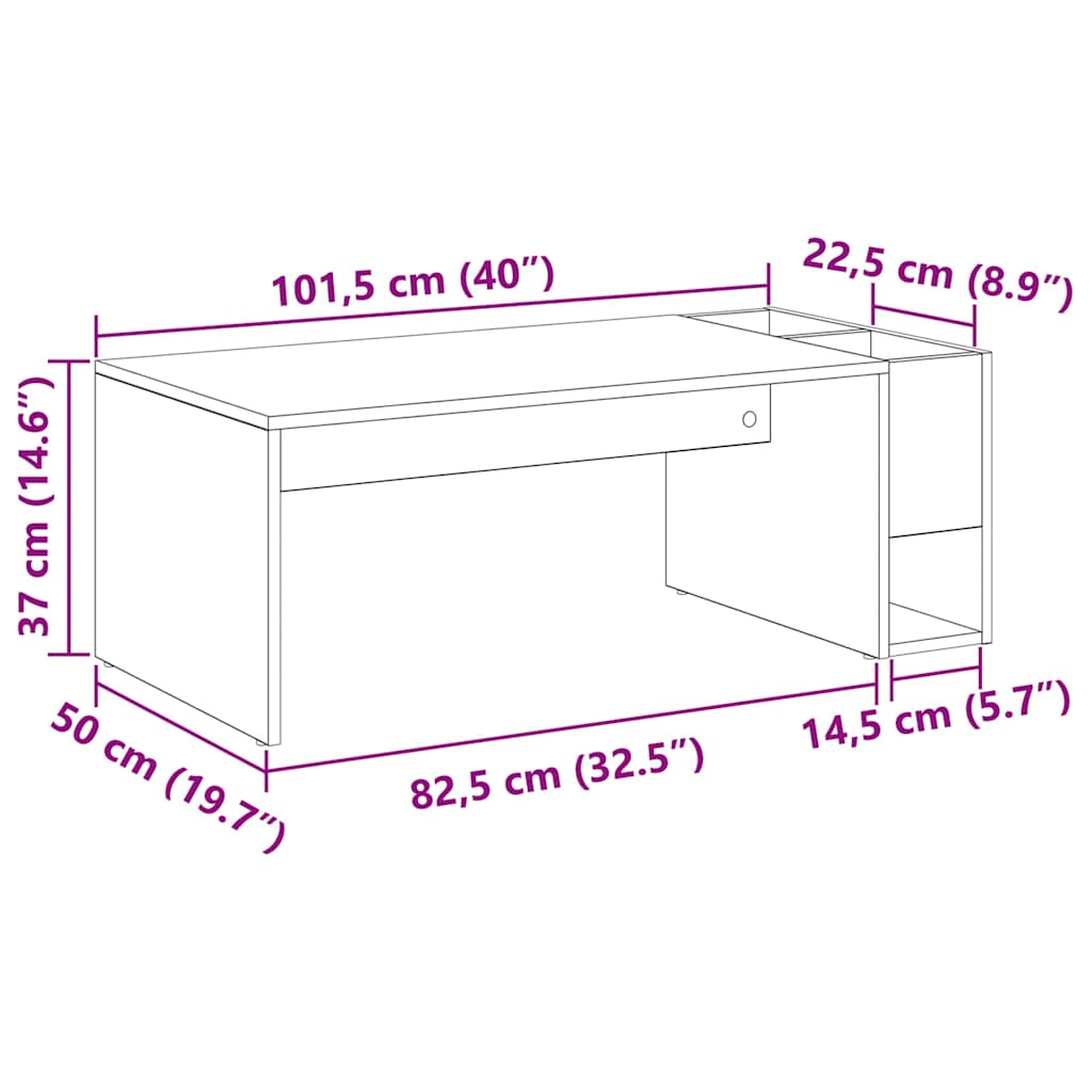 Table basse Blanc 101,5 x 50 x 37 cm Bois d'ingénierie - XIOS