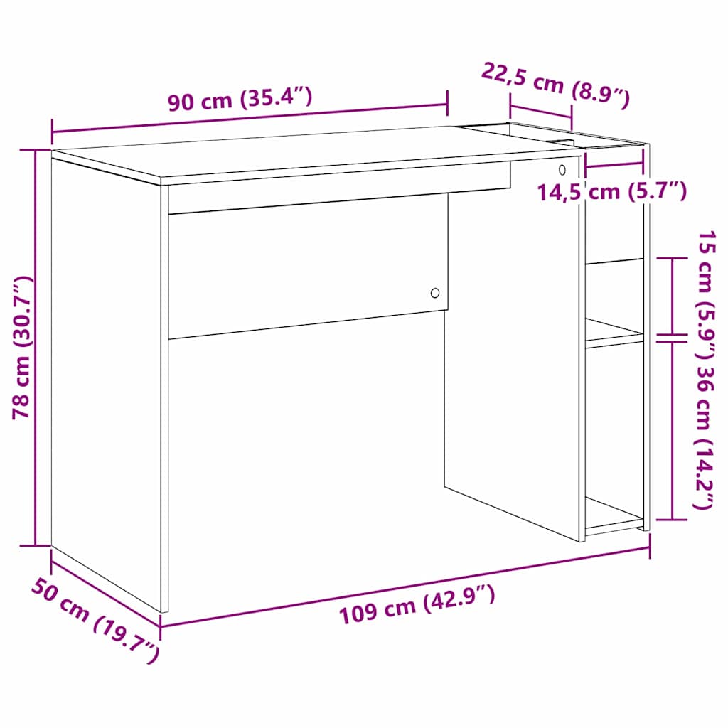 Bureau Chêne Sonoma 109 x 50 x 78 cm Bois d'ingénierie - XIOS
