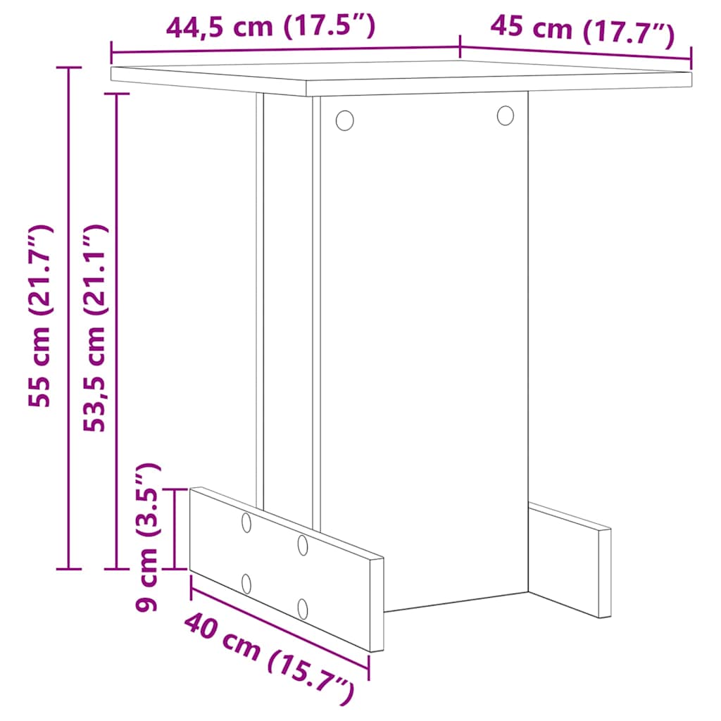 Table d'appoint Gris béton 44,5 x 45 x 55 cm Bois d'ingénierie - XIOS
