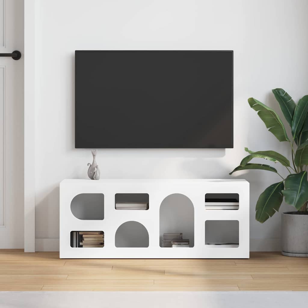 Meuble TV Blanc 100 x 35 x 40 cm Bois d'ingénierie - XIOS