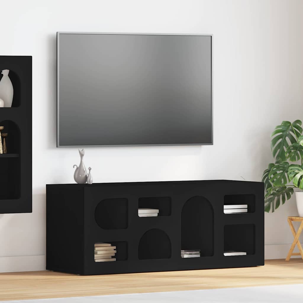 Meuble TV Noir 100 x 35 x 40 cm Bois d'ingénierie - XIOS