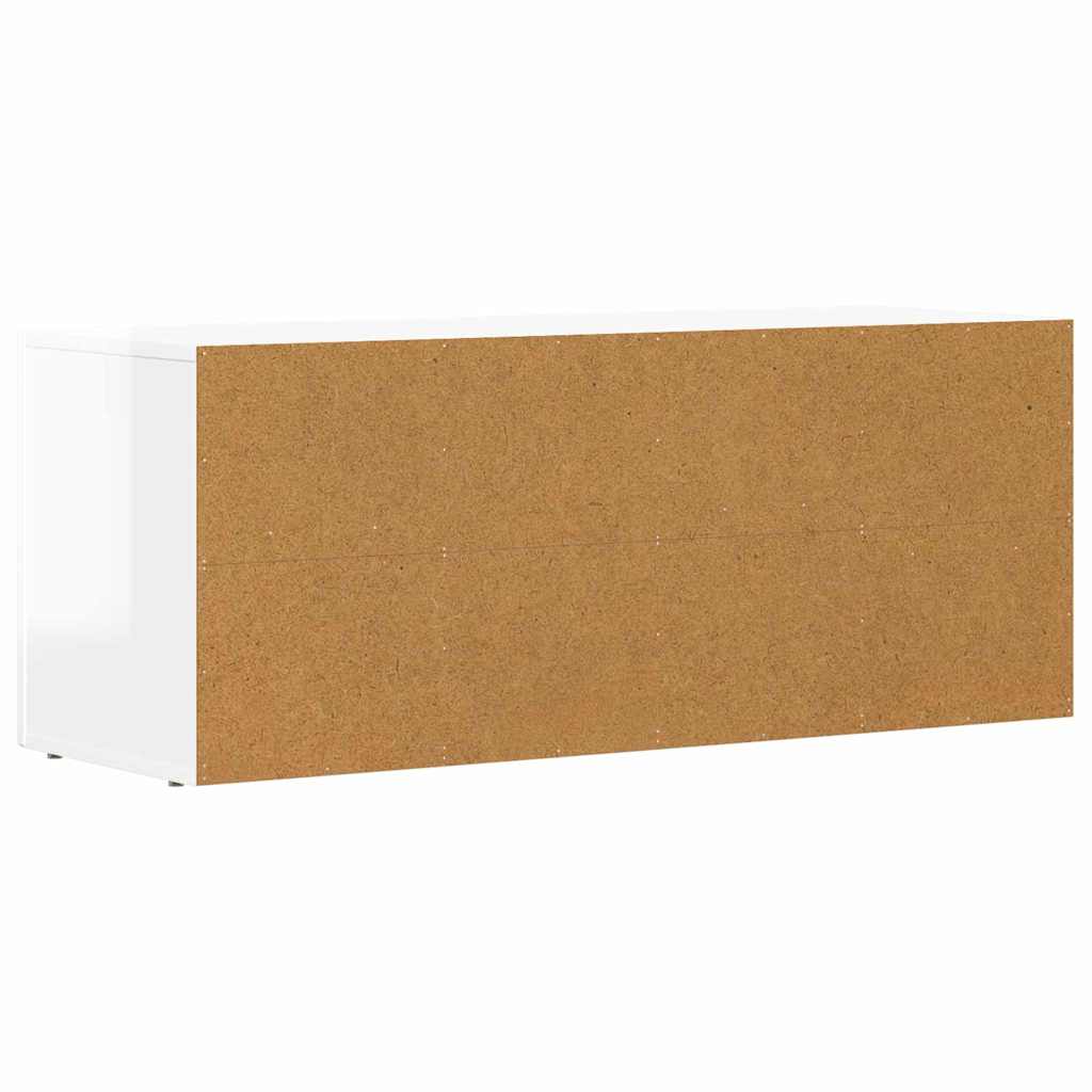 Meuble TV Blanc brillant 100 x 35 x 40 cm Bois d'ingénierie - XIOS