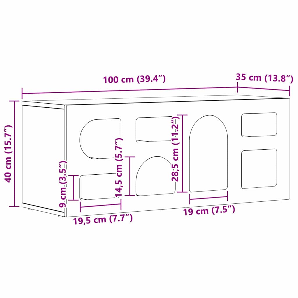Meuble TV Chêne fumé 100 x 35 x 40 cm Bois d'ingénierie - XIOS