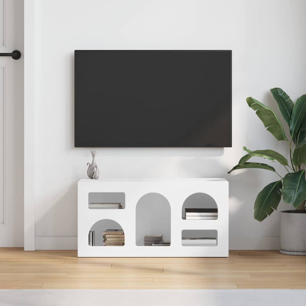 Meuble TV ELST 80 x 35 x 40 cm Blanc Bois d'ingénierie - XIOS