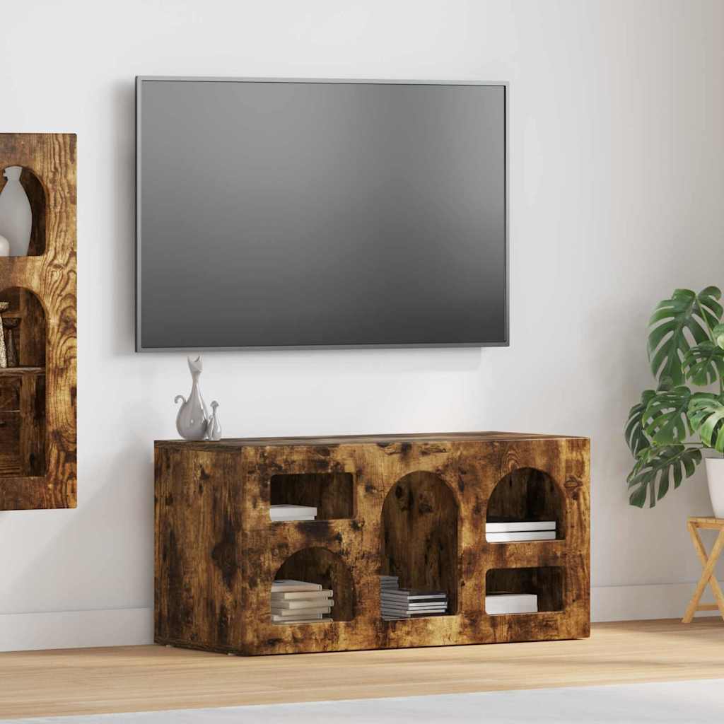Meuble TV Chêne fumé 80 x 35 x 40 cm Bois d'ingénierie - XIOS