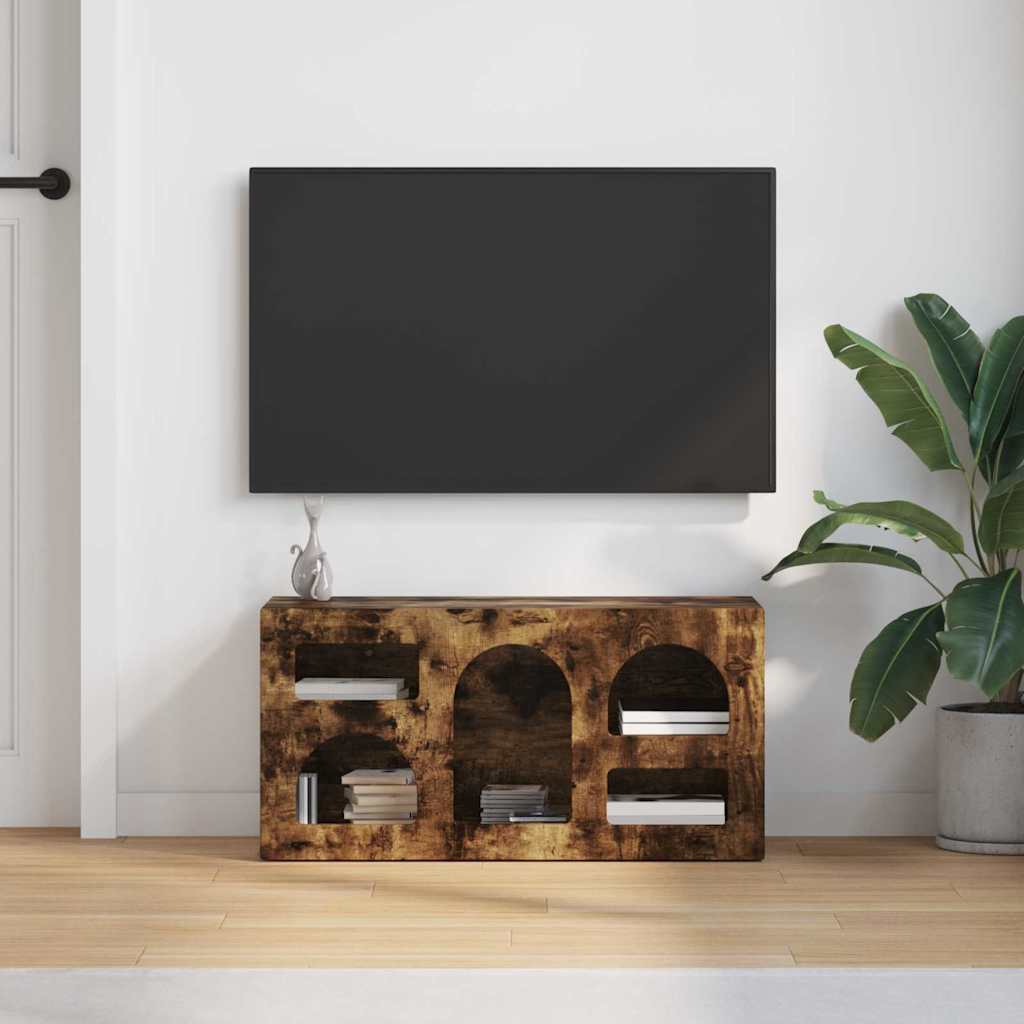 Meuble TV Chêne fumé 80 x 35 x 40 cm Bois d'ingénierie - XIOS