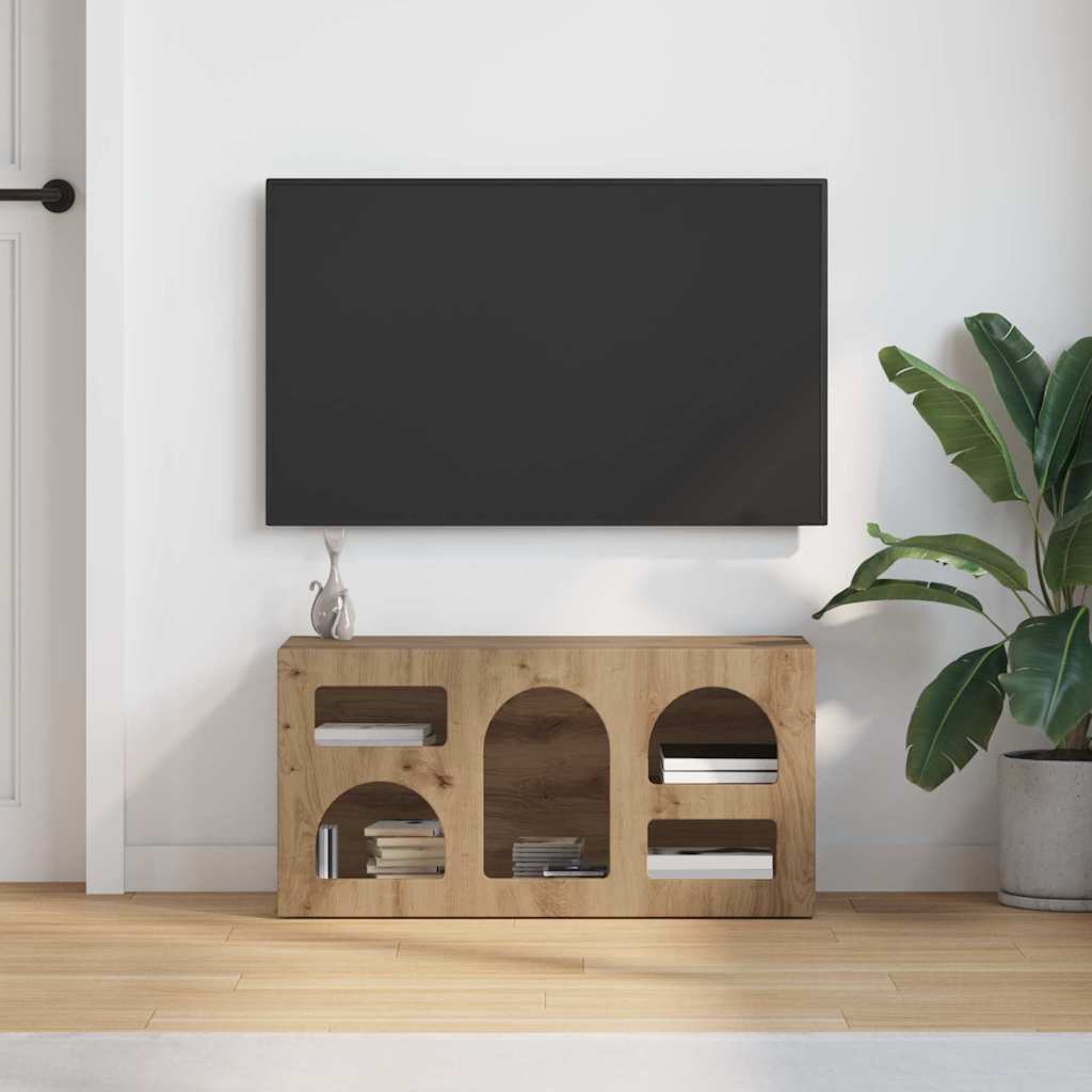 Meuble TV Chêne artisanal 80 x 35 x 40 cm Bois d'ingénierie - XIOS
