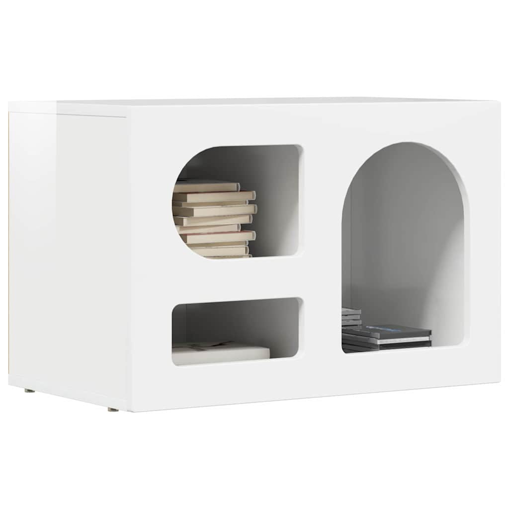 Meuble TV Blanc brillant 60 x 35 x 40 cm Bois d'ingénierie - XIOS