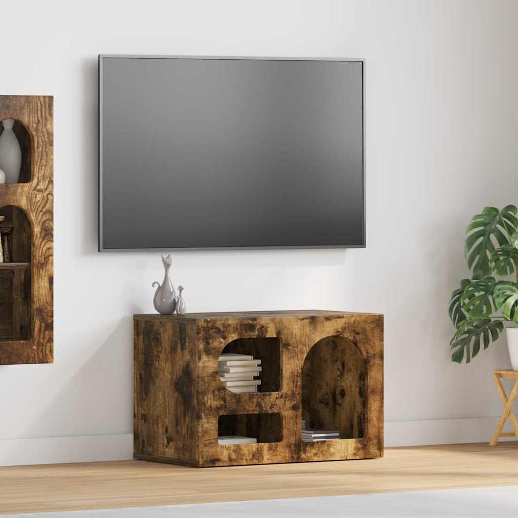 Meuble TV Chêne fumé 60 x 35 x 40 cm Bois d'ingénierie - XIOS