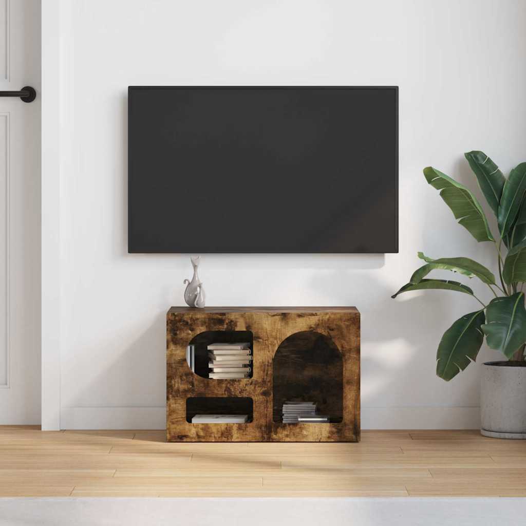 Meuble TV Chêne fumé 60 x 35 x 40 cm Bois d'ingénierie - XIOS