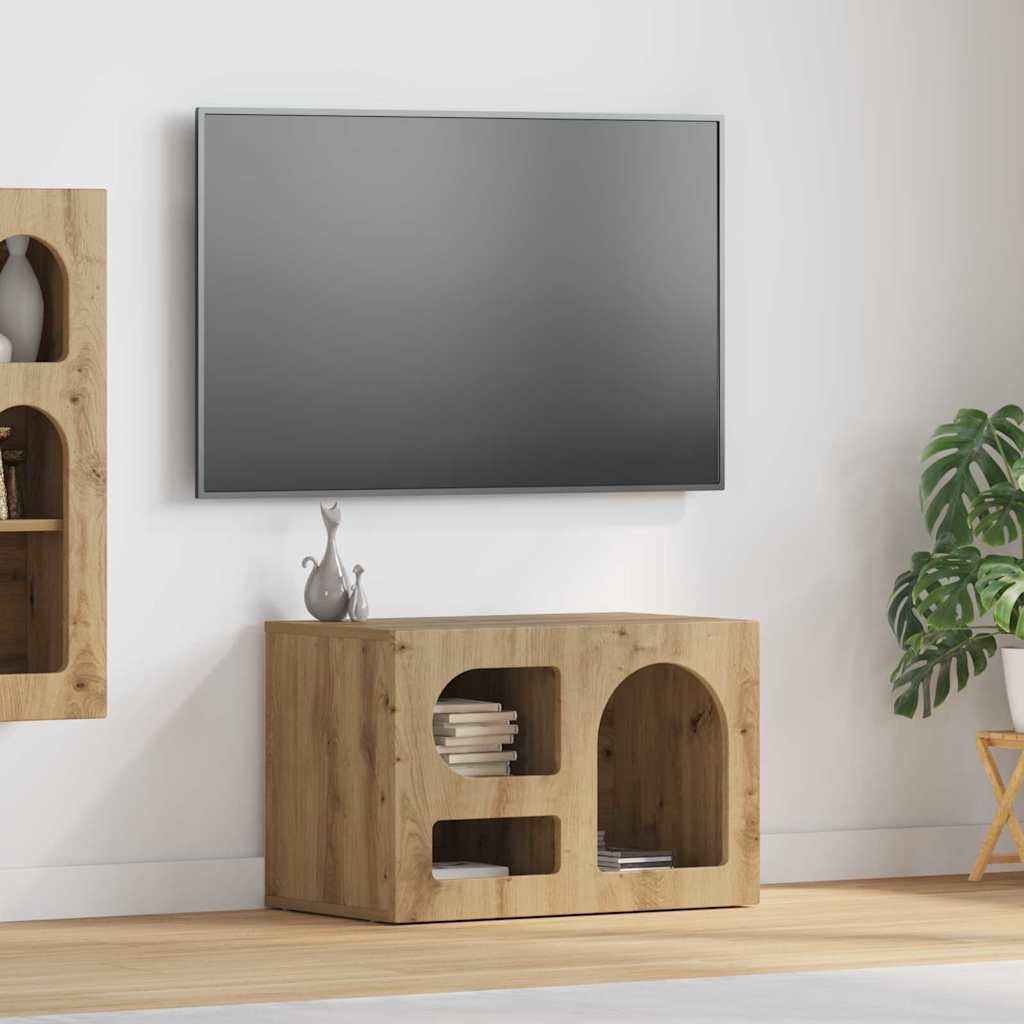 Meuble TV Chêne artisanal 60 x 35 x 40 cm Bois d'ingénierie - XIOS