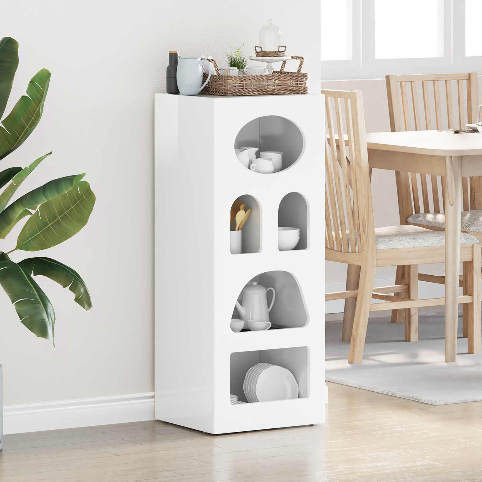 Buffet Blanc brillant 40 x 35 x 100,5 cm Bois d'ingénierie - XIOS