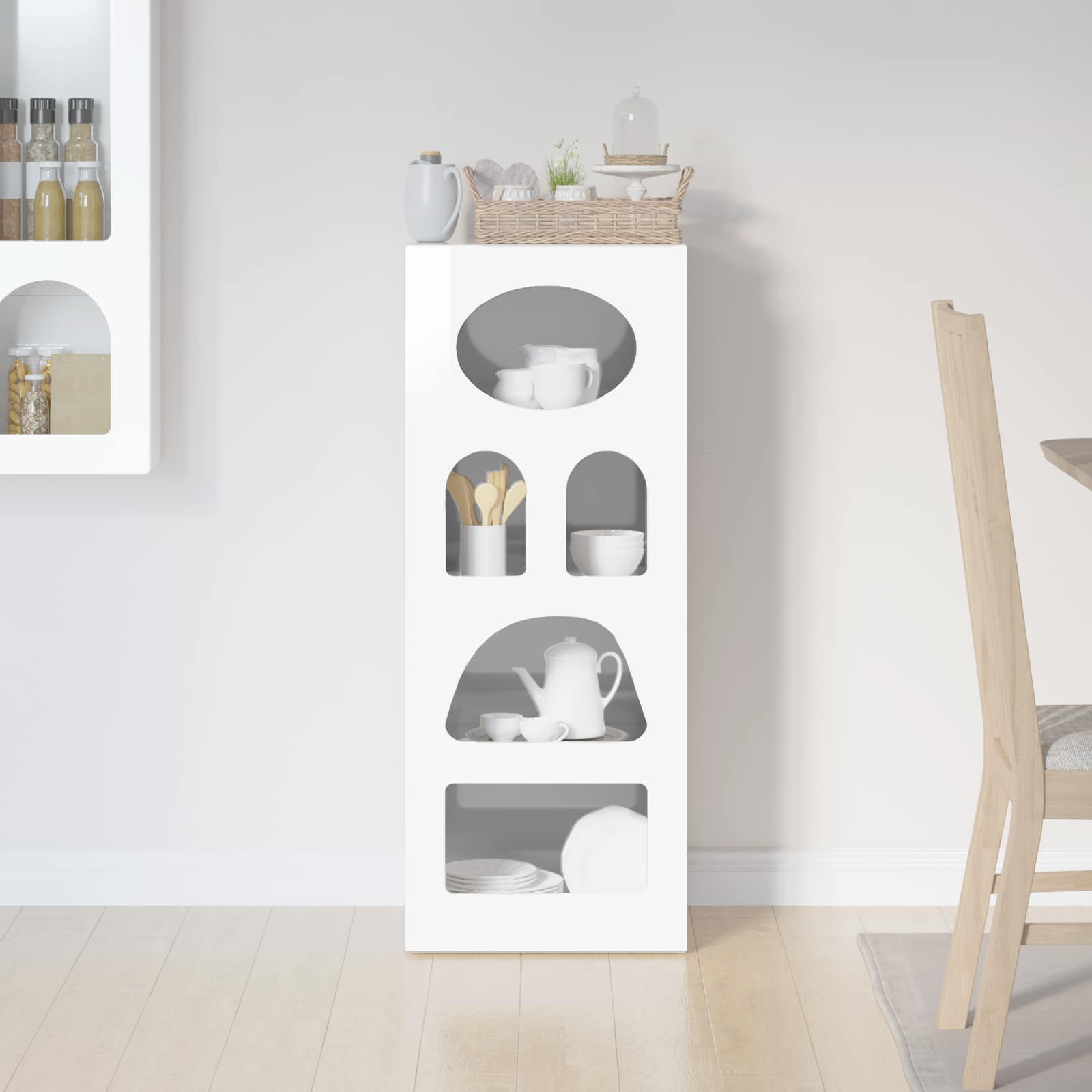 Buffet Blanc brillant 40 x 35 x 100,5 cm Bois d'ingénierie - XIOS