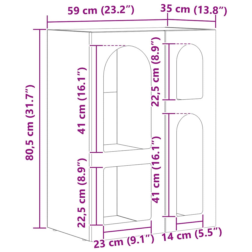 Buffet Gris Sonoma 59 x 35 x 80,5 cm Bois d'ingénierie - XIOS