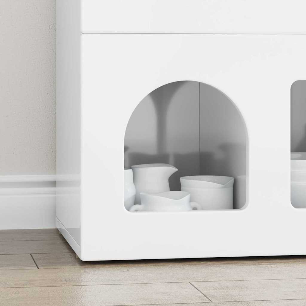 Buffet Blanc brillant 80,5 x 35 x 59 cm Bois d'ingénierie - XIOS