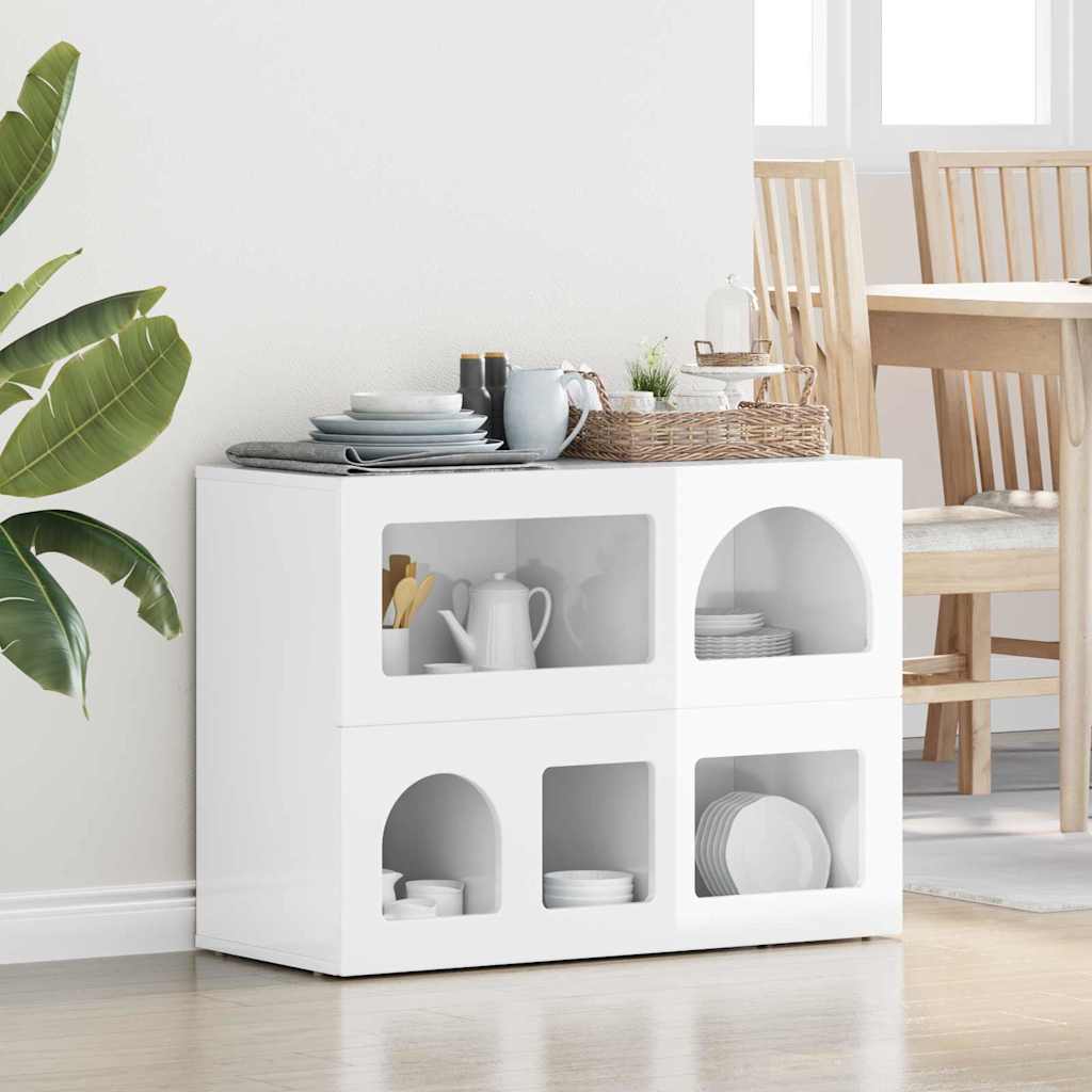 Buffet Blanc brillant 80,5 x 35 x 59 cm Bois d'ingénierie - XIOS